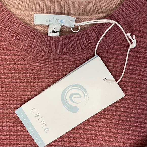 Johnny Was Calme Color Block Waffle Texture Cashmere Sweater - Picture 8 of 10